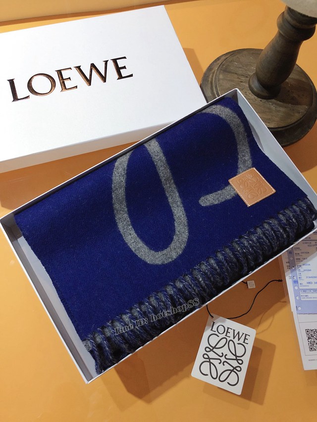 Loewe專櫃同步新款羅意威流蘇邊羊絨男女款雙面圍巾 mmyj1504